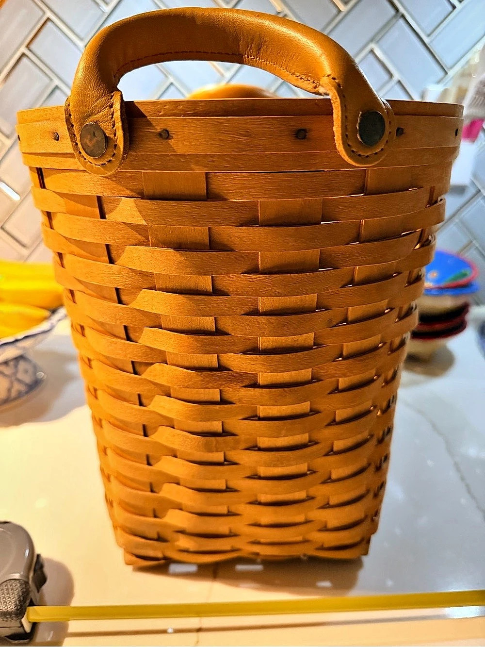 Longaberger Large Market Basket Wood Market Basket in Brown